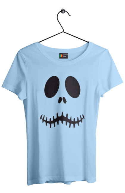 Women's t-shirt with prints Halloween pumpkin face. Costume, halloween, holiday, october, october 31, pumpkin, scary, sweets, trick or treat. 2070702