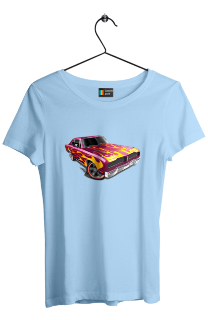 Футболка жіноча з принтом "Машина вогонь". Їзда, машина, швидкість. 2070702