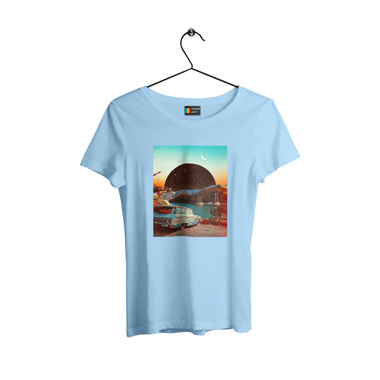 Картина, машина біля річки