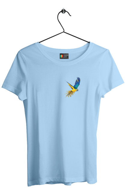 Women`s t-shirt with prints The parrot is Ukrainian. Birdie, exotic, parrot, patriot, symbolics, ukraine. 2070702