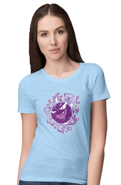 Women's t-shirt with prints Pokemon Gastly. Anime, games, gastly, nintendo, pokemon, pokemon go. 2070702