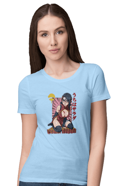 Women's t-shirt with prints Boruto Sarada Uchiha. Anime, boruto, manga, sarada uchiha, tv series, uchiha. 2070702