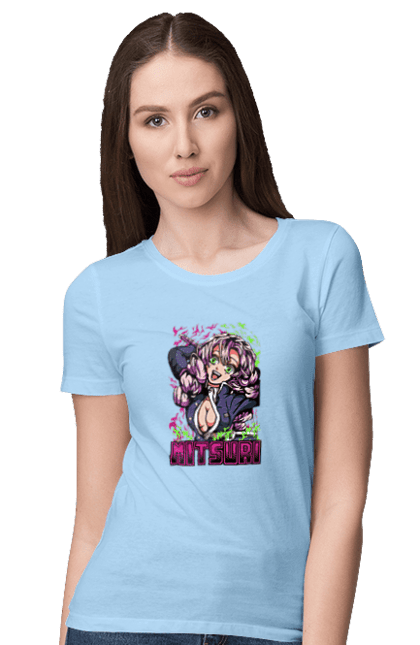 Women's t-shirt with prints Demon Slayer Mitsuri. Anime, demon slayer, giyu tomioka, manga, mitsuri, mitsuri kanroji, serial. 2070702