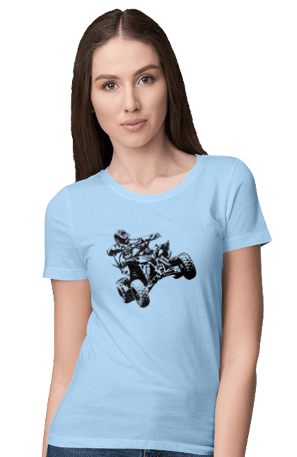 Women`s t-shirt with prints Man On Atv Black. Atv, extreme, race. 2070702