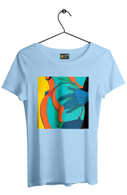 Футболка жіноча з принтом "Жіноча Попа В Чоловічих Руках". Гола, жопа, ляпас. 2070702