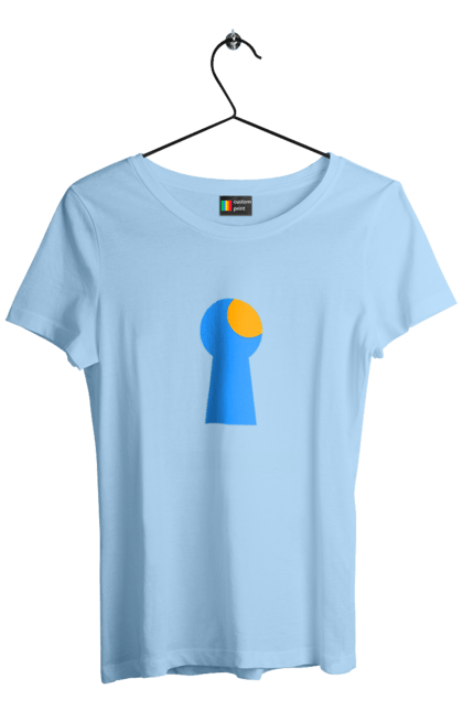 Women`s t-shirt with prints Замочная скважина. Castle, cleft, door, interest, key, light through, open the door, well. 2070702