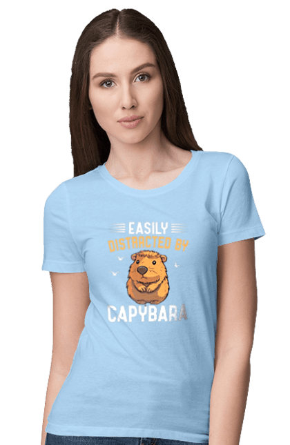 Women's t-shirt with prints Capybara. Animal, capybara, rodent. 2070702