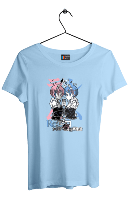 Women's t-shirt with prints Re:Zero. Anime, drama, fantasy, manga, ram, re:zero, rem, thriller. 2070702