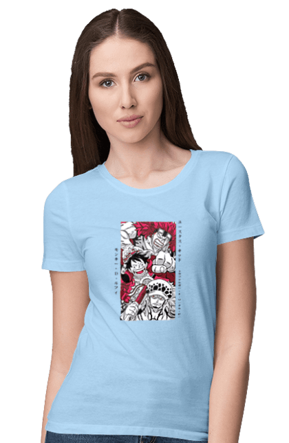 Women's t-shirt with prints One Piece Luffy. Anime, luffy, manga, monkey de luffy, one piece, pirates. 2070702