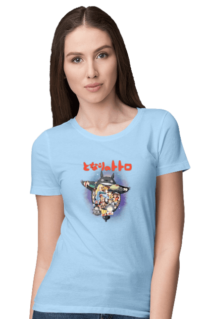 Women's t-shirt with prints Totoro. Adventures, anime, comedy drama, fantasy, film, my neighbor totoro, tv series. 2070702