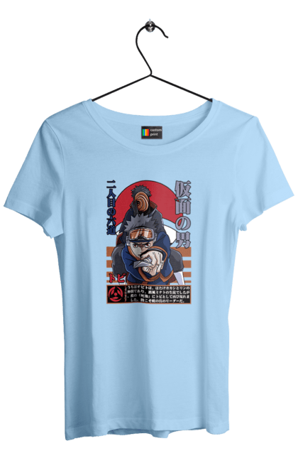 Women's t-shirt with prints Naruto Obito Uchiha. Anime, character, manga, naruto, ninja, obito, obito uchiha, tv series, uchiha. 2070702