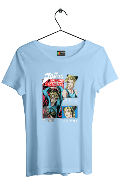 Women's t-shirt with prints JOJO Jolyne Cujoh. Anime, jojo, jojo`s bizarre adventure, jojo’s bizarre adventure, jolyne cujoh, manga. 2070702