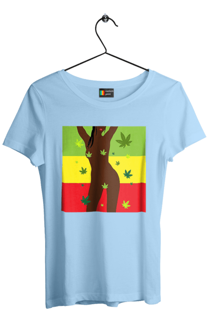 Women`s t-shirt with prints Naked Girl And Hemp. Hemp, naked, smoke, tits. 2070702