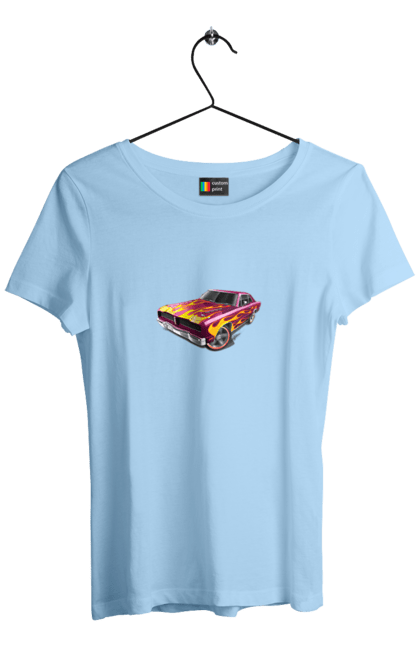 Women`s t-shirt with prints Custom car. Airbrushing, auto, by custom, car, fire, flame, machine, tuning. 2070702