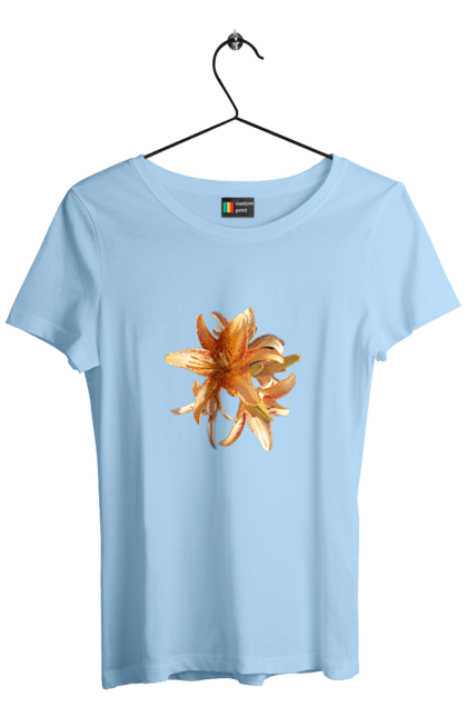 Women`s t-shirt with prints Orange lily. Beauty, flower, lily, nature, orange, solar. 2070702