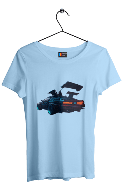 Women`s t-shirt with prints DeLorean from back to the future. Car, delorean, from film. 2070702