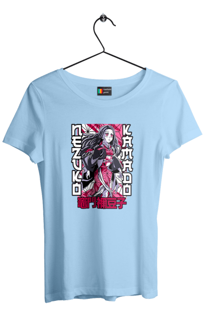 Women's t-shirt with prints Demon Slayer Nezuko. Anime, demon slayer, kimetsu no yaiba, manga, nezuko, serial. 2070702