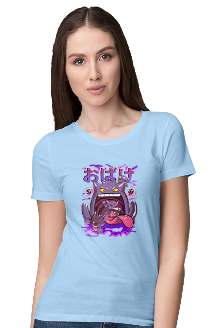 Women`s t-shirt with prints Pokemon Gengar. Anime, fushigibana, games, gengar, nintendo, pokemon, pokemon go. 2070702