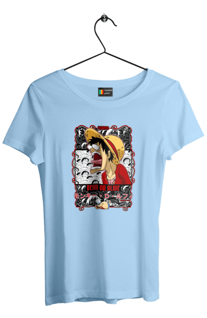 Women's t-shirt with prints One Piece Luffy. Anime, luffy, manga, monkey de luffy, one piece, pirates. 2070702