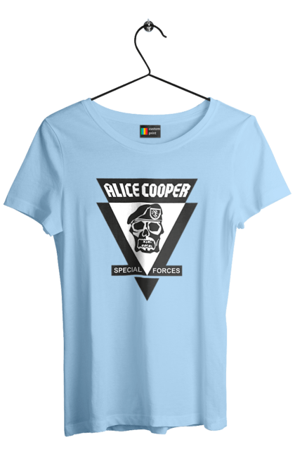 Women's t-shirt with prints Alice Cooper. Actor, alice cooper, hard rock, heavy metal, musician, rock, rock musician. 2070702