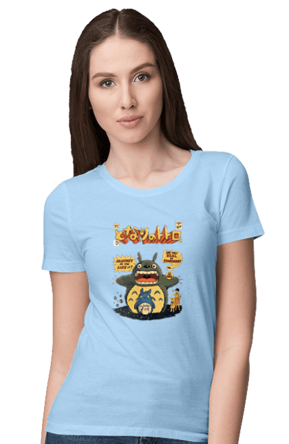 Women's t-shirt with prints Totoro. Adventures, anime, comedy drama, fantasy, film, my neighbor totoro, tv series. 2070702