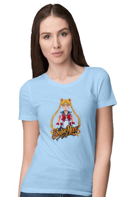 Women's t-shirt with prints Sailor Moon. Anime, drama, magical girl, sailor moon, tv series, usagi tsukino. 2070702