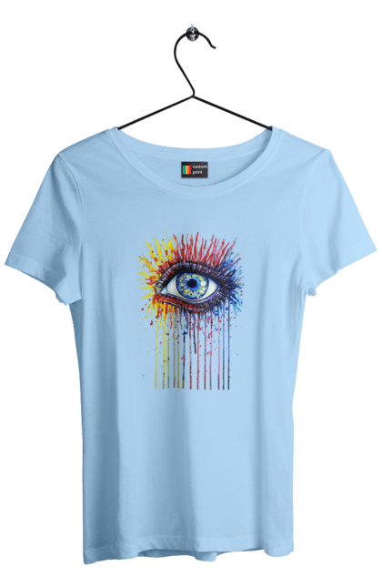 Women`s t-shirt with prints Colorful Flowing Eye. Eye, paints. 2070702