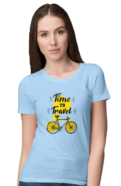 Women`s t-shirt with prints Travel Time, Bicycle. Bicycle, time, travel. 2070702