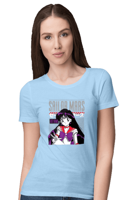 Футболка жіноча з принтом "Сейлор Мун Марс". Rei hino, sailor moon, аніме, драма, махо седьо, рей хіно, сейлор марс, сейлор мун, серіал. 2070702