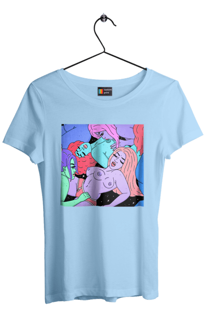 Футболка жіноча з принтом "Дівчата Інопланетянки". Дівчата, інопланетянки, космос, різнокольорові. 2070702