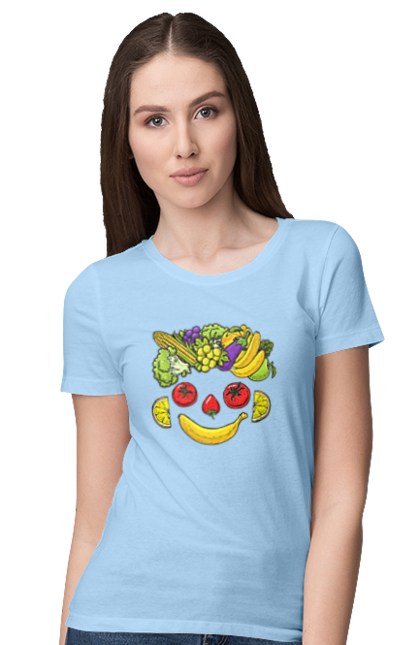 Women`s t-shirt with prints Hls Smile. Healthy, smile, vegetable. 2070702