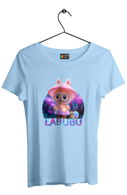 Футболка жіноча з принтом "Лабубу". Брелок лабубу, іграшка лабубу, лабубу, лабубу кока кола, лялька лабубу, мерч лабубу, мила, рожева лабубу, смішна лабубу. 2070702