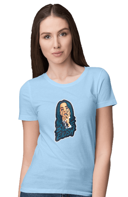 Women`s t-shirt with prints Billie Eilish. Activist, animals, billie eilish, misukant, right, singer. 2070702
