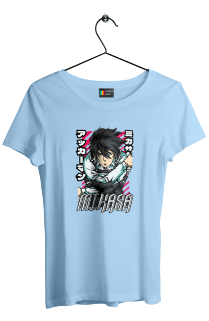 Women's t-shirt with prints Attack on Titan Mikasa Ackerman. Action film, anime, attack on titan, manga, mikasa, mikasa ackerman, post-apocalyptic. 2070702