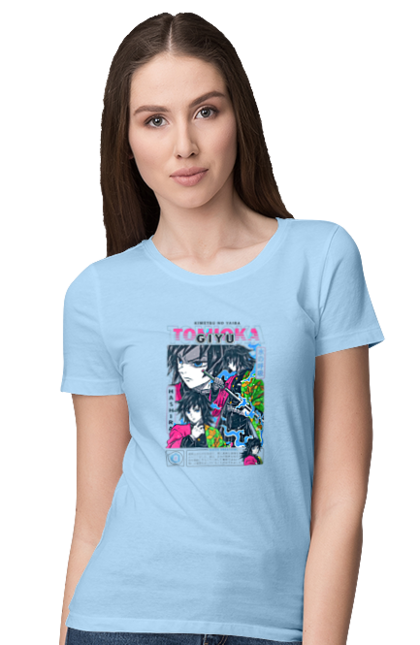 Women's t-shirt with prints Demon Slayer Giyu. Anime, demon slayer, giyu, giyu tomioka, kimetsu no yaiba, manga, serial. 2070702