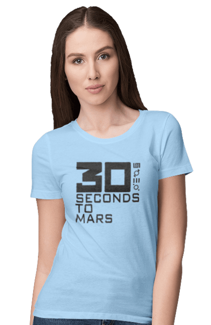 Women's t-shirt with prints Thirty Seconds to Mars. 30 seconds, 30 seconds mars, alternative rock, group, hard rock, music, rock, seconds to mars, thirty seconds. 2070702