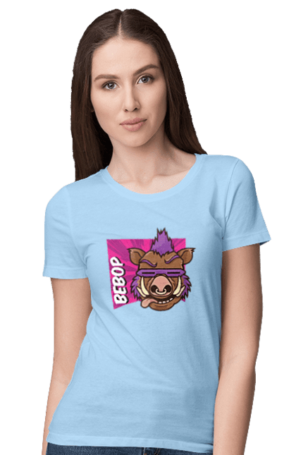 Women's t-shirt with prints Teenage Mutant Ninja Turtles Bebop. Animated series, bebop, comic, ninja, ninja turtles, villain. 2070702