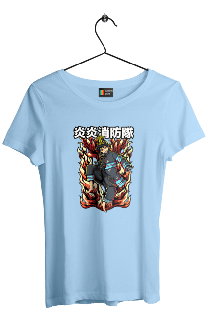 Women's t-shirt with prints Fire Force Shinra Kusakabe. Anime, fire force, manga, shinra, shinra kusakabe. 2070702