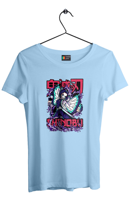 Women's t-shirt with prints Demon Slayer Shinobu. Anime, demon slayer, kimetsu no yaiba, manga, serial, shinobu. 2070702