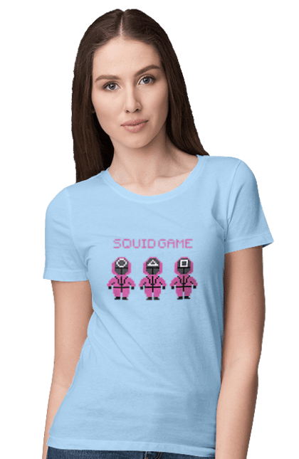 Women`s t-shirt with prints Squid Game. Netflix, security guard, squid game, tv series. 2070702