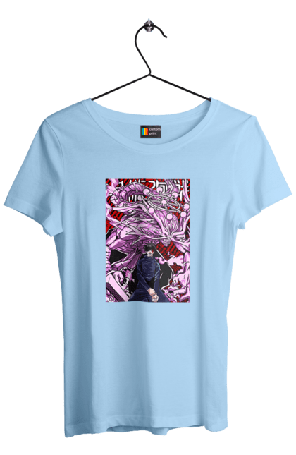 Women's t-shirt with prints Jujutsu Kaisen Megumi. Anime, dark fantasy, fushiguro, fushiguro megumi, jujutsu kaisen, magic battle, manga, megumi, mystic. 2070702