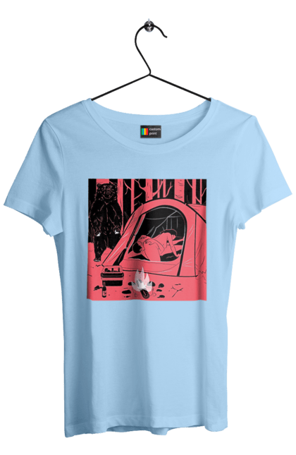 Women`s t-shirt with prints 69 In The Tent. 69, bear, forest, sex, tent. 2070702