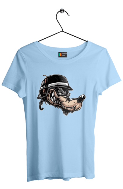 Футболка жіноча з принтом "Вовк Байкер". Байк, байкер, вовк, волчара, захоплення, змагання, зуби, каска, мото, мотор, мотоцикл, мотоцикліст, мульт, мультик, мультфільм, мультяшний, ну почекай, посмішка, спорт, стиль, стильний, усмішка, хобі, шолом. 2070702