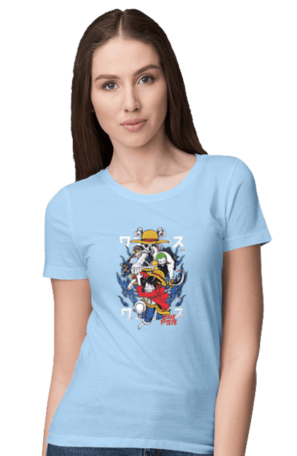 Women's t-shirt with prints One Piece Luffy. Anime, luffy, manga, monkey de luffy, one piece, pirates. 2070702