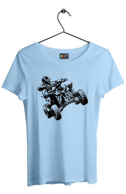 Women`s t-shirt with prints Man On Atv Black. Atv, extreme, race. 2070702