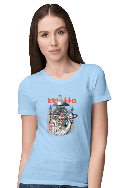 Women's t-shirt with prints Totoro. Adventures, anime, comedy drama, fantasy, film, my neighbor totoro, tv series. 2070702