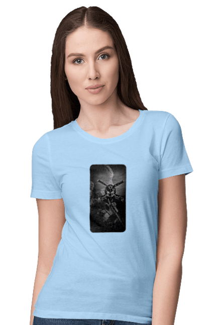 Women`s t-shirt with prints Glory of the ZSU. Plane, rifle, soldier, ukraine, victory, weapon. 2070702