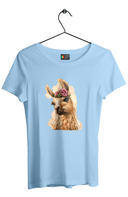 Футболка жіноча з принтом "Лама Портрет". Лама, портрет, тварина. 2070702