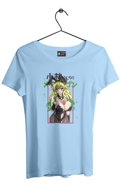 Футболка жіноча з принтом "Драконопокоївка пані Кобаяші Лукоа". Lucoa, quetzalcoatl, аніме, дракон, кетцалькоатль, лукоа, манга. 2070702