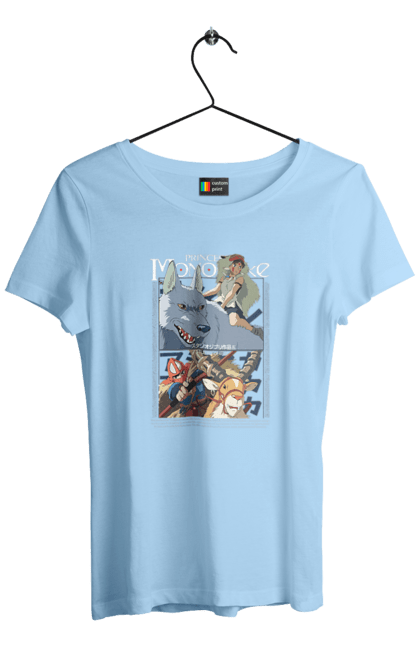 Women's t-shirt with prints Princess Mononoke. Adventure, anime, fantasy, ghibli, hayao miyazaki, princess mononoke, studio ghibli. 2070702